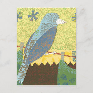 Carte Postale Oiseau coloré sur fil