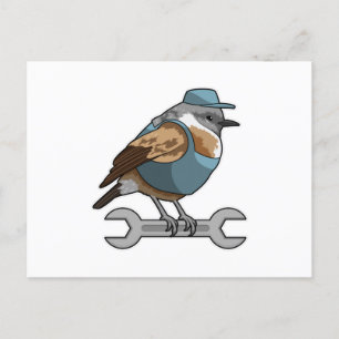 Carte Postale Oiseau comme Carftsman avec clé