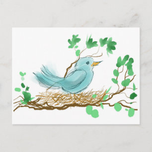 Carte Postale Oiseau dans le nid