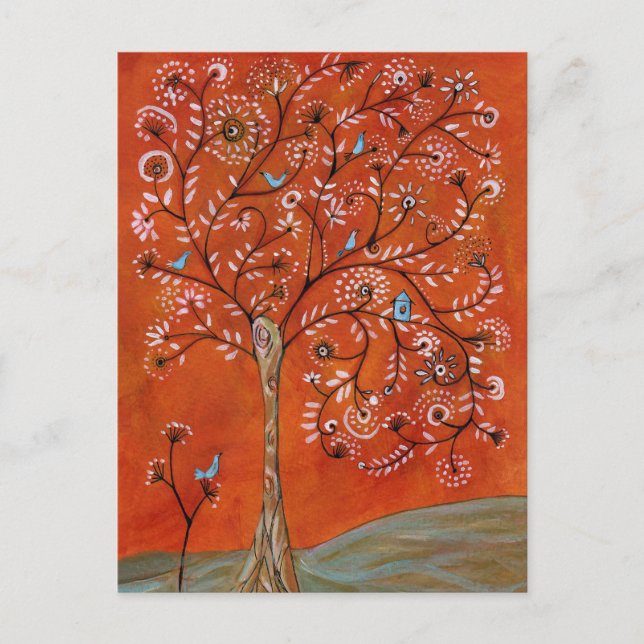 Carte postale Oiseau Dans Un Arbre Art (Devant)