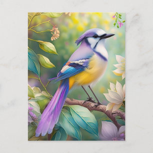 Carte Postale Oiseau de fantaisie Geai Violet Touffeté