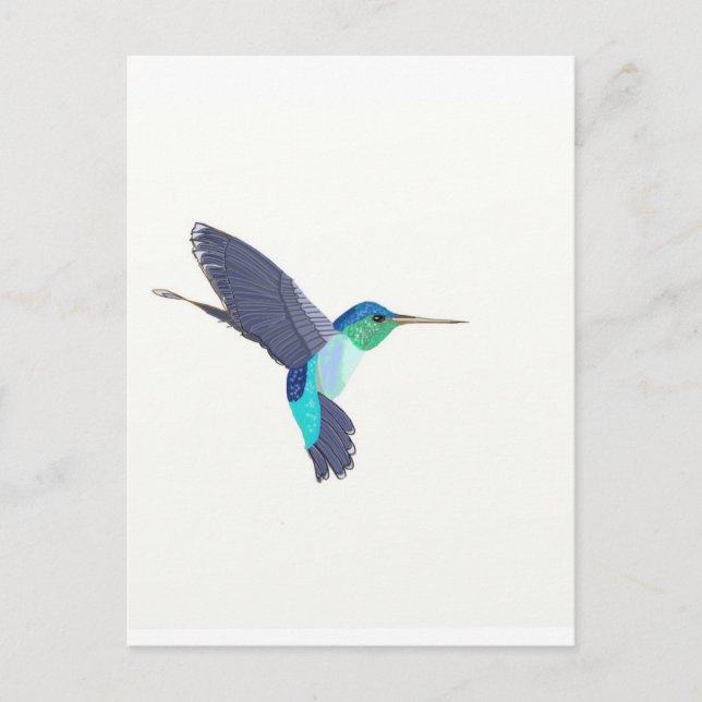 Carte Postale Oiseau de Humming bleu et vert (Devant)