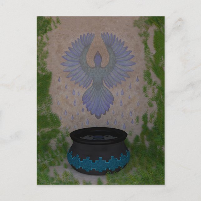 Carte Postale Oiseau de pluie Art multimédia mixte (Devant)