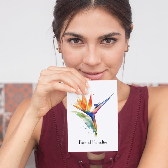Carte Postale Oiseau du Paradis aquarelle, personnalisé (Créateur téléchargé)