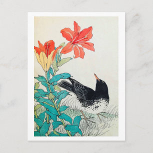 Carte Postale Oiseau et Lily, Imao Keinen