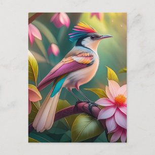 Carte Postale Oiseau fantastique Geai à crête arc-en-ciel