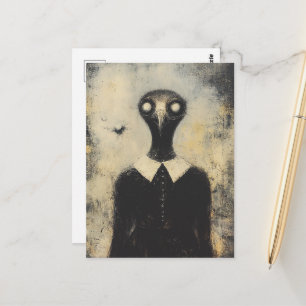 Carte Postale Oiseau noir dans une robe noire Horreur Fantastiqu