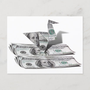 Carte Postale Oiseau Origami de 100 dollars de facture