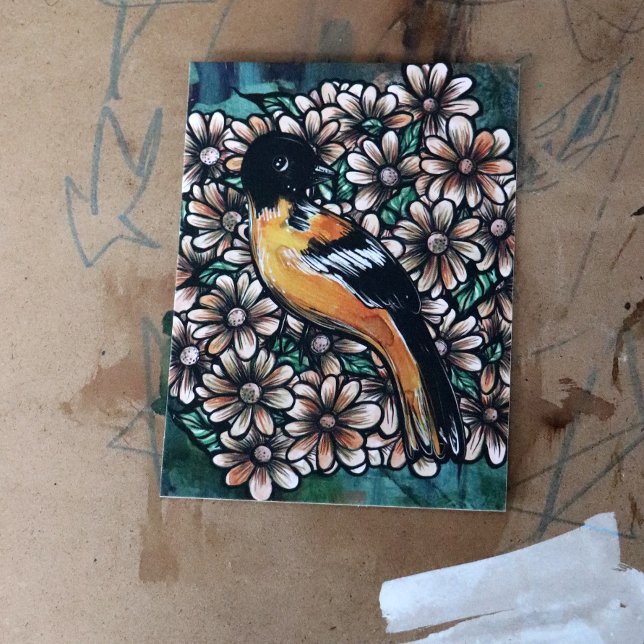 Carte Postale Oiseau Oriole Art ornithologie dessins d'aquarelle (Créateur téléchargé)