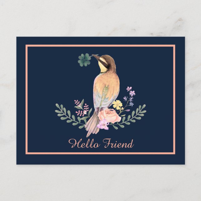 Carte Postale Oiseau pastel (Devant)