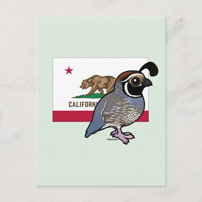 Carte Postale Oiseau State Birdorable : Colin de Californie (Devant)
