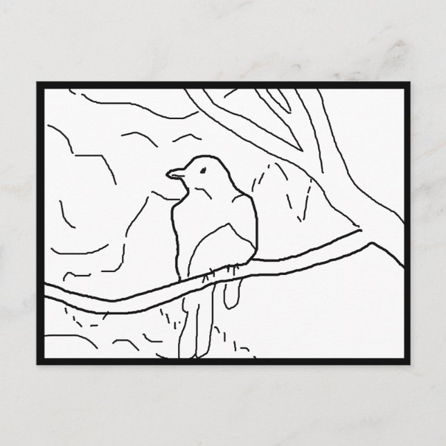 Carte postale - Oiseau sur la branche à couleur (Devant)