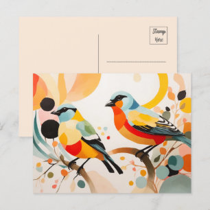 Carte Postale Oiseaux Abstraits Sur Une Branche