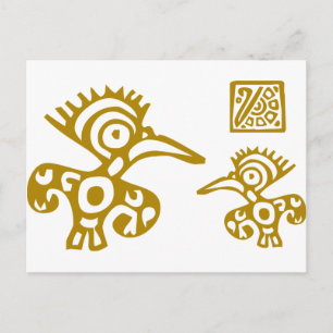 Carte Postale Oiseaux antiques aztèques ! Cultures anciennes Des