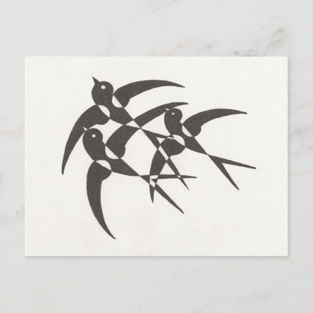 Carte postale Oiseaux Art Déco (Devant)