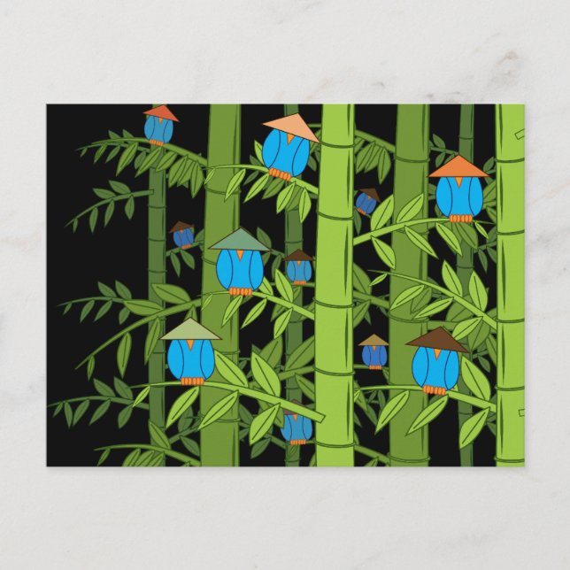 Carte Postale Oiseaux bleus asiatiques (Devant)