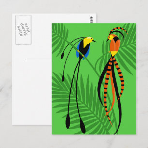 Carte Postale Oiseaux colorés et lumineux du paradis