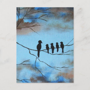Carte Postale Oiseaux dans l'arbre dans le ciel Fête des Mères A