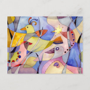 Carte Postale Oiseaux d'aquarelle inspirants