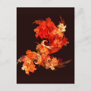Carte Postale Oiseaux de feu dansants Art Moderne Fractal Abstra