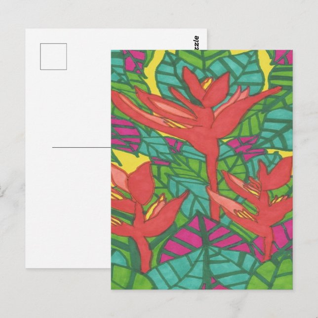 Carte Postale Oiseaux de la jungle tropicale Paradise (Devant / Derrière)