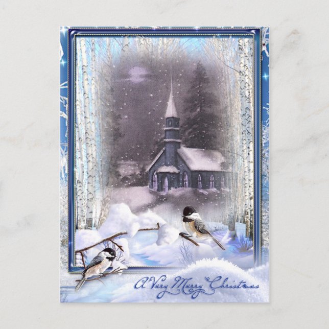 Carte Postale Oiseaux d'hiver (Devant)