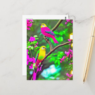 Carte Postale Oiseaux d'Imaginaires colorés