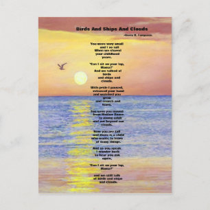 CARTE POSTALE OISEAUX ET NAVIRES ET NUAGES