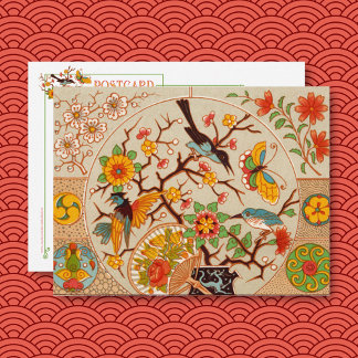 Carte postale Oiseaux et papillons
