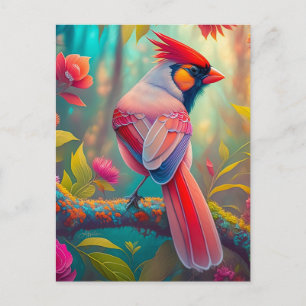 Carte Postale Oiseaux Fantastiques Cardinal Mâle