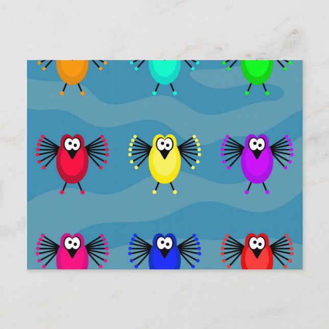 Carte Postale Oiseaux funky (Devant)