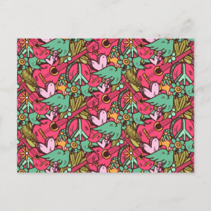 Carte Postale Oiseaux hippies et signes de paix