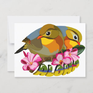 CARTE POSTALE OISEAUX LEIOTHRIX À BILLE ROUGE—ALOHA