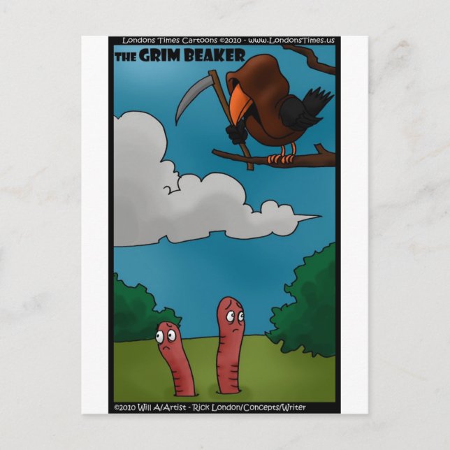 Carte Postale Oiseaux Vers Le Grim Beaker Dons Amusants Et Tee - (Devant)