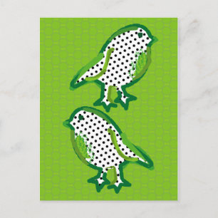 Carte postale "Oiseaux verts"