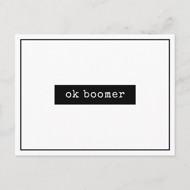 Carte Postale Ok Boomer Mème Minimaliste (Devant)