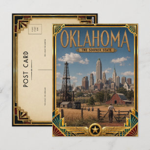 Carte Postale Oklahoma Art déco vintage de l'âge d'or