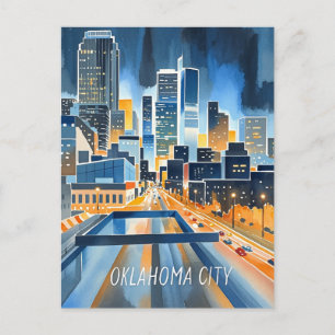 Carte Postale Oklahoma City couleur de l'eau skyline