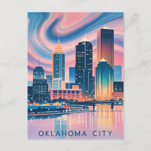 Carte Postale Oklahoma City couleur de l'eau skyline