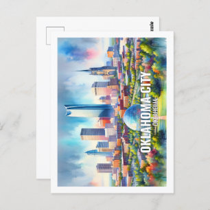 Carte Postale Oklahoma City Oklahoma Fameuse Aquarelle Voyage