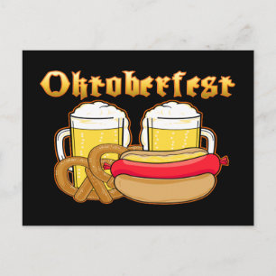 Carte Postale Oktoberfest Bière Bratwurst Pretzel