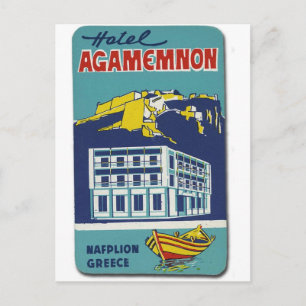 Carte Postale Old Advert Nafplio Grèce Hotel Agamemnon