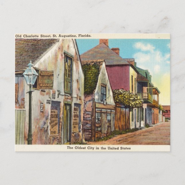 Carte Postale Old Charlotte Street, Augustine, Floride (Devant)