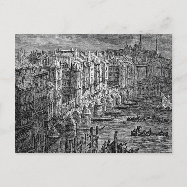 Carte Postale Old London Bridge 1694 (Devant)