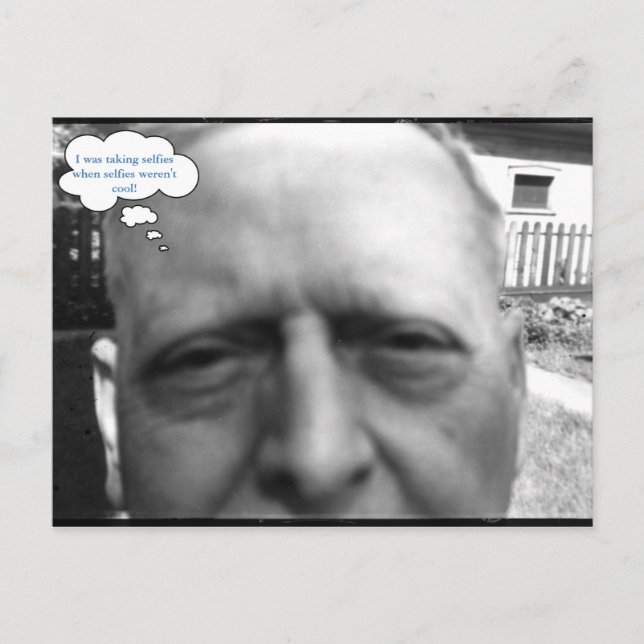 Carte Postale Old Man 1958 Prendre un selfie photo texte personn (Devant)