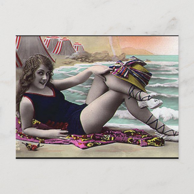 Carte Postale Old Postcard - Girl by the Sea (Devant)