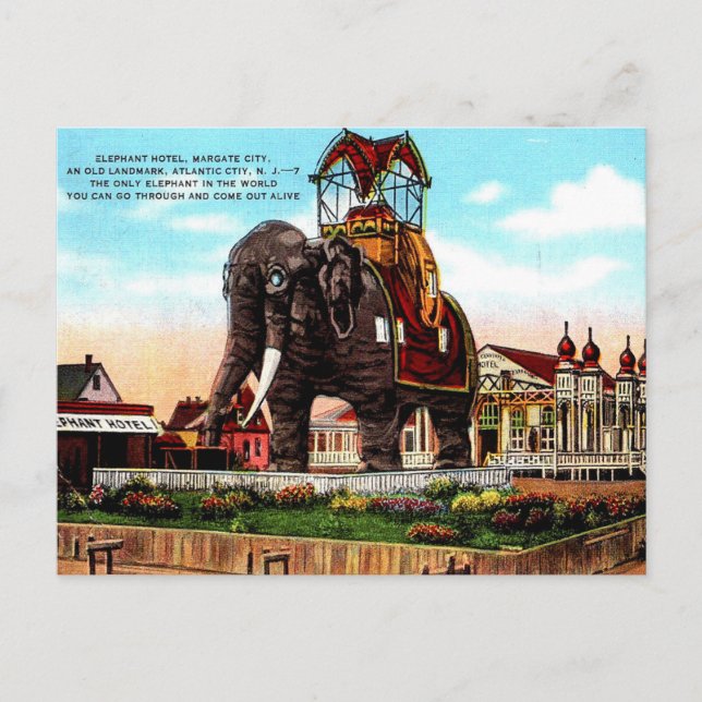 Carte Postale Old Postcard - Hôtel Elephant, Atlantic City (Devant)
