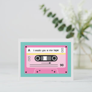 Carte Postale Old Skool Pink Cassette Mix Tape Playlist