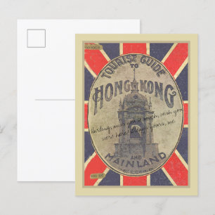 Carte Postale Old Tourist Guide to Hong Kong avec Union Jack V2