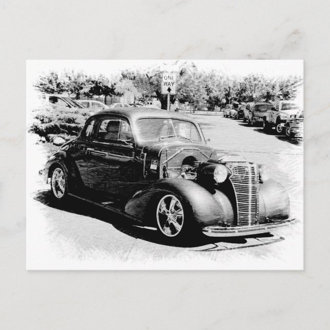 Carte Postale Oldie noir et blanc - Auto Vintage (Devant)